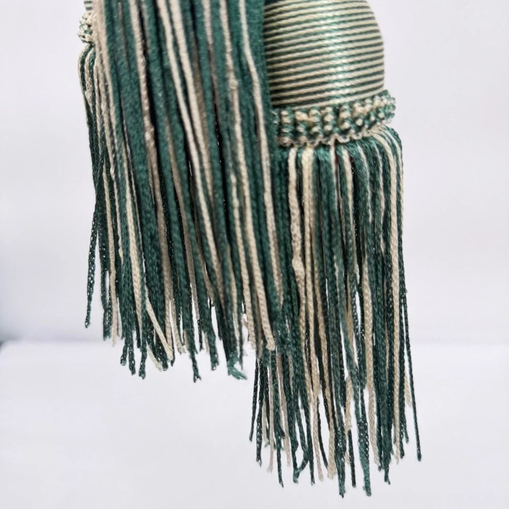 Curtain Tieback Double Tassels Traditional Elegant Drapery Decor Green Cream‎